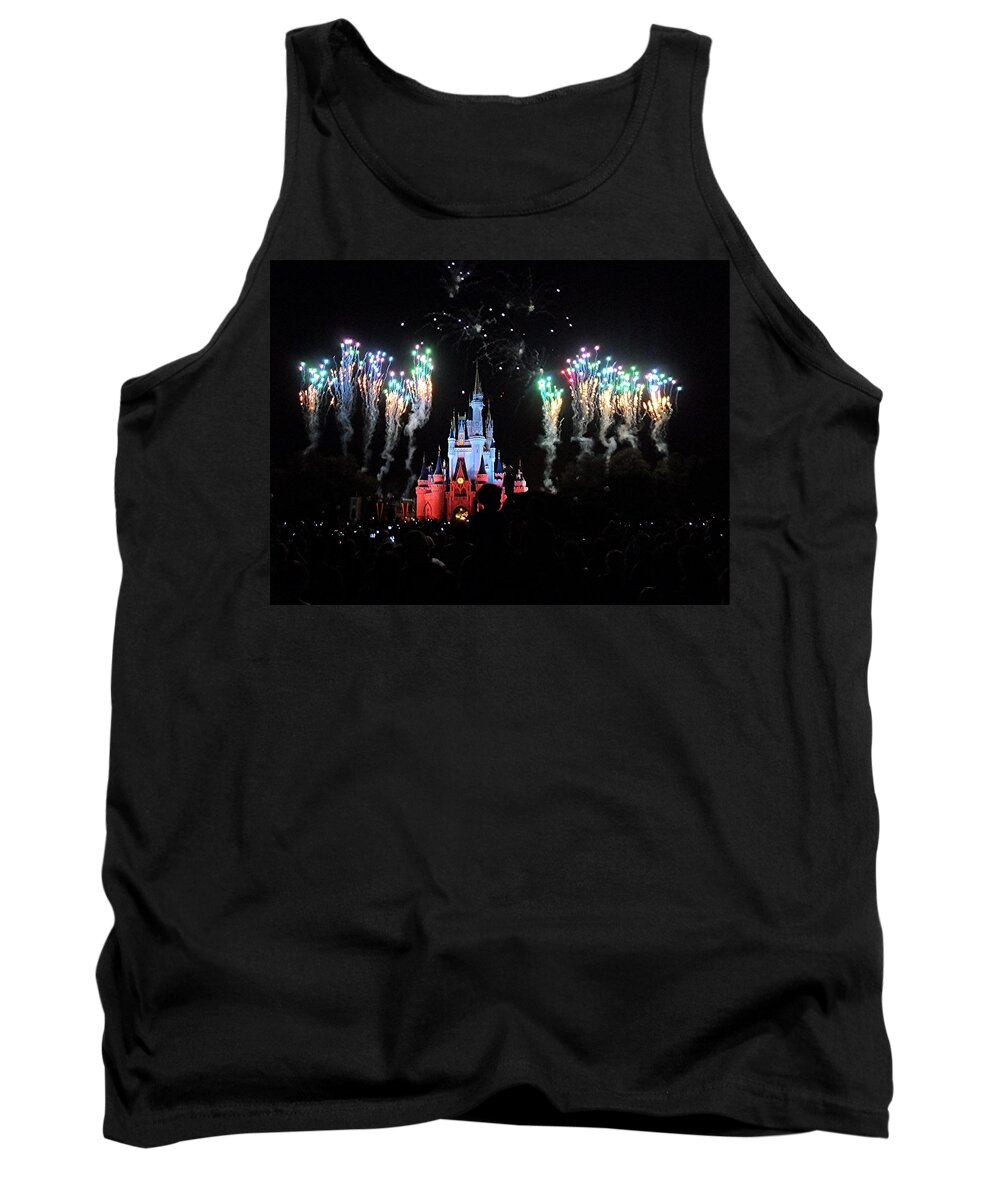 Disney World Tank Top featuring the digital art Colorful Wishes by Barkley Simpson
