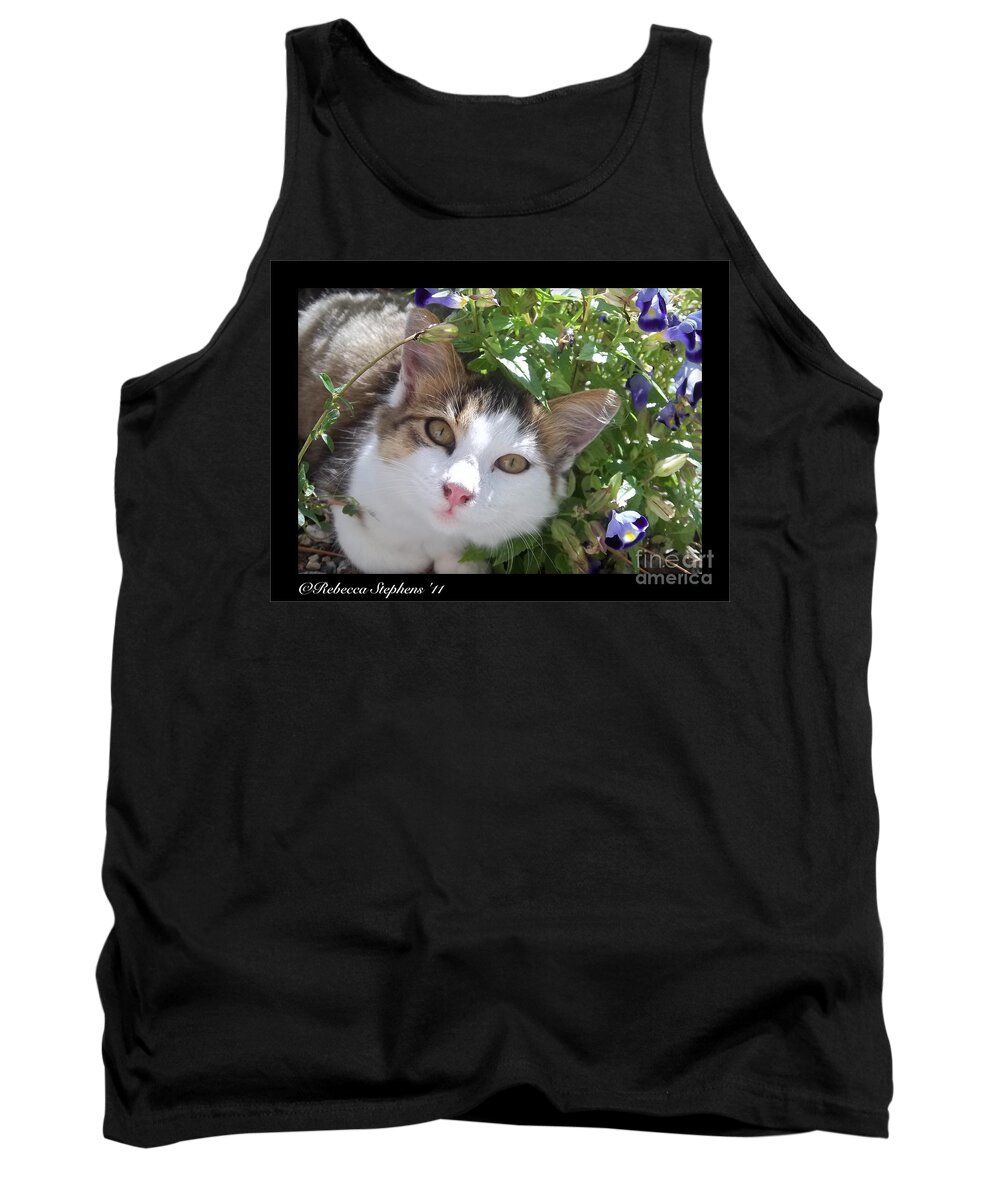 Kitten Tank Top featuring the photograph Daisy Kitten With Violets by Rebecca Stephens