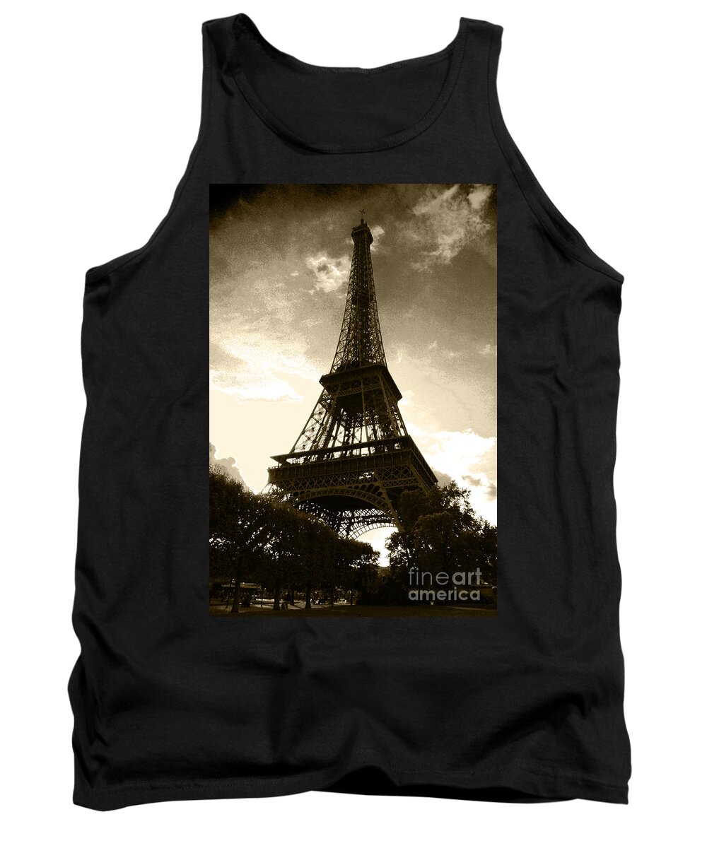 Paris Tank Top featuring the photograph Eiffel in black and white by Micah May