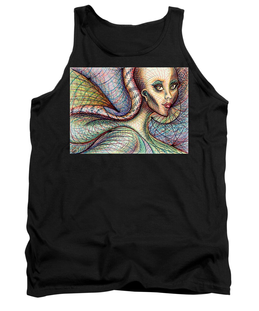 Drawing Tank Top featuring the drawing Exposed by Danielle R T Haney