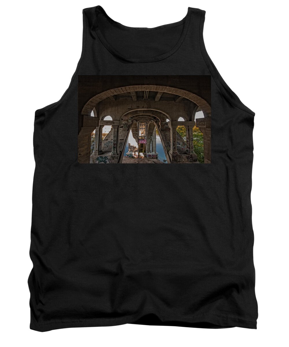 Saint Paul Minnesota Mississippi River Bridge Ford Parkway Water Trees Sky Tank Top featuring the photograph Ford Parkway Bridge by Tom Gort