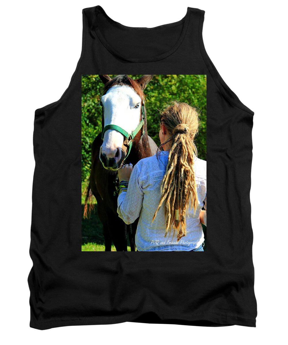  Tank Top featuring the photograph 'Ghostface and Golden Dreads' by PJQandFriends Photography