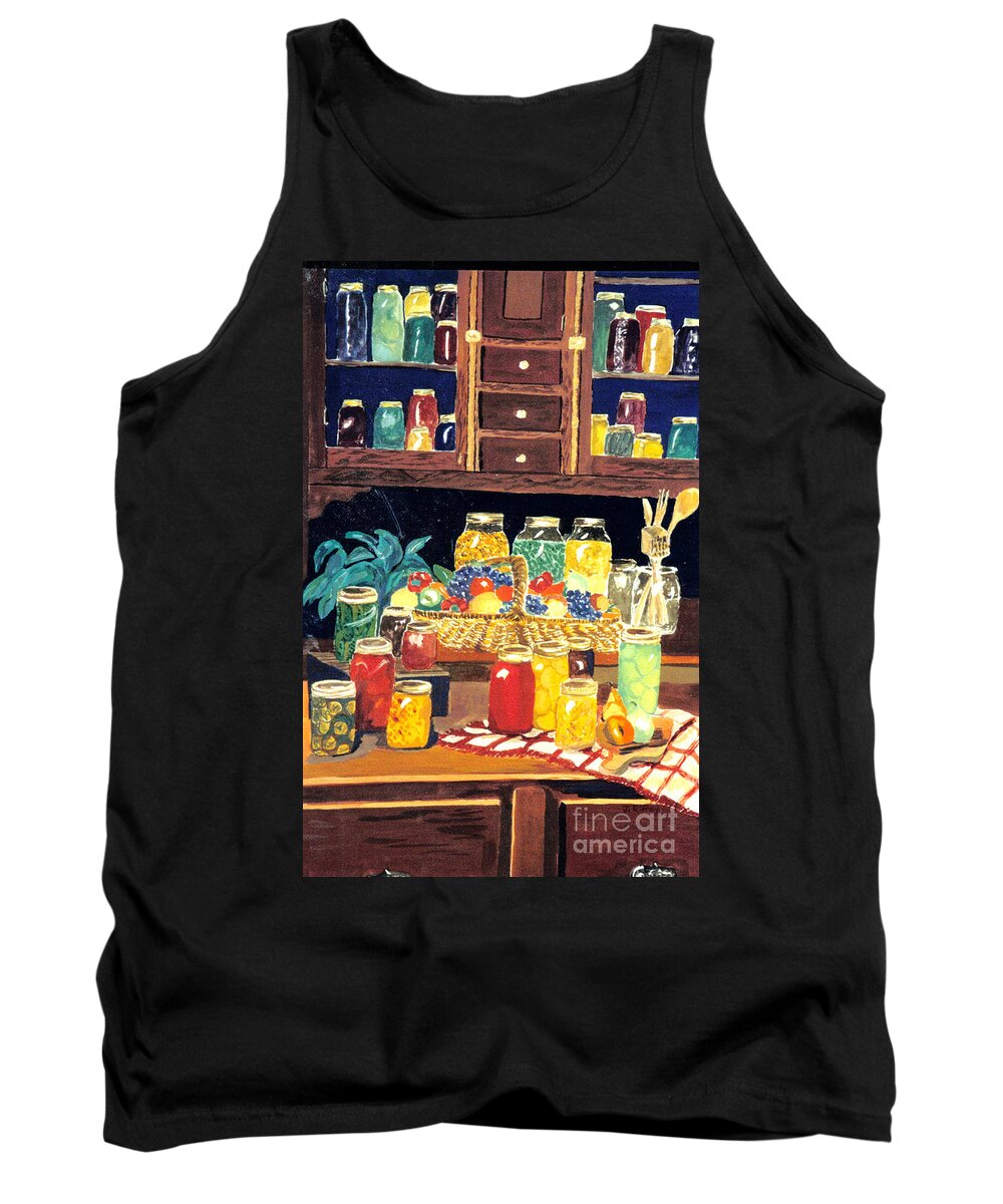 Canning Tank Top featuring the painting Granny's Cupboard by Julie Brugh Riffey
