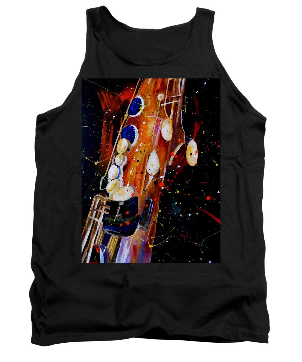 Saxophone Painting Tank Top featuring the painting Instrument of choice by Pearlie Taylor