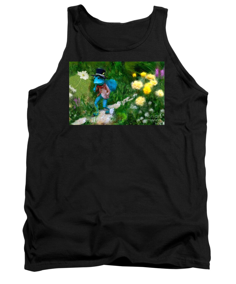 Frog Tank Top featuring the digital art Lessons In Lifes Garden by Dwayne Glapion