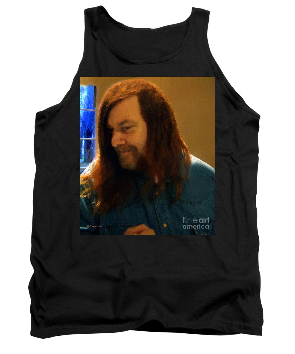 Man Tank Top featuring the painting Redhead in Blue Twilight by RC DeWinter