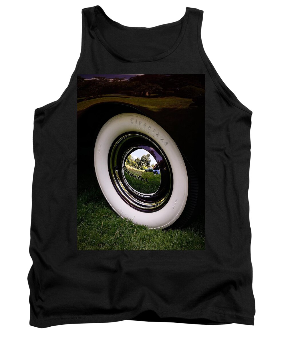 Chrysler Tank Top featuring the photograph Reflections in a Hubcap by Steve McKinzie