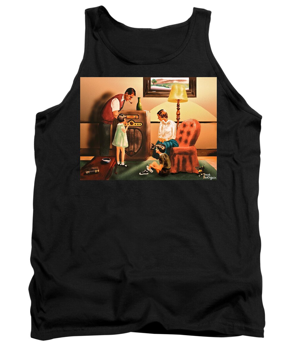 Radio Tank Top featuring the painting Remember when we Listened to the Radio by Frank SantAgata