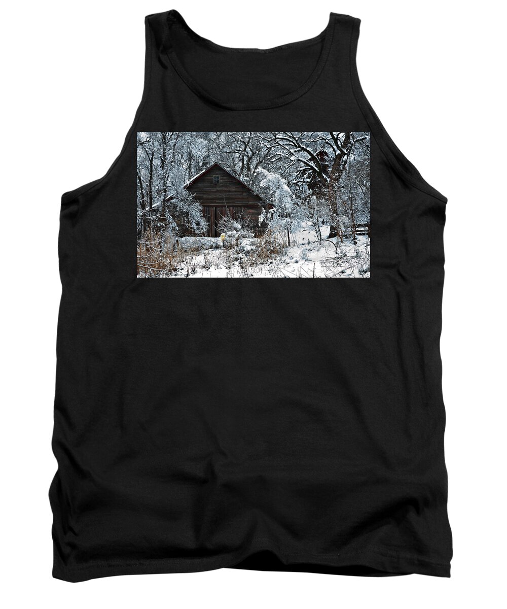 Barn Tank Top featuring the photograph Snow Covered Barn by Ed Peterson