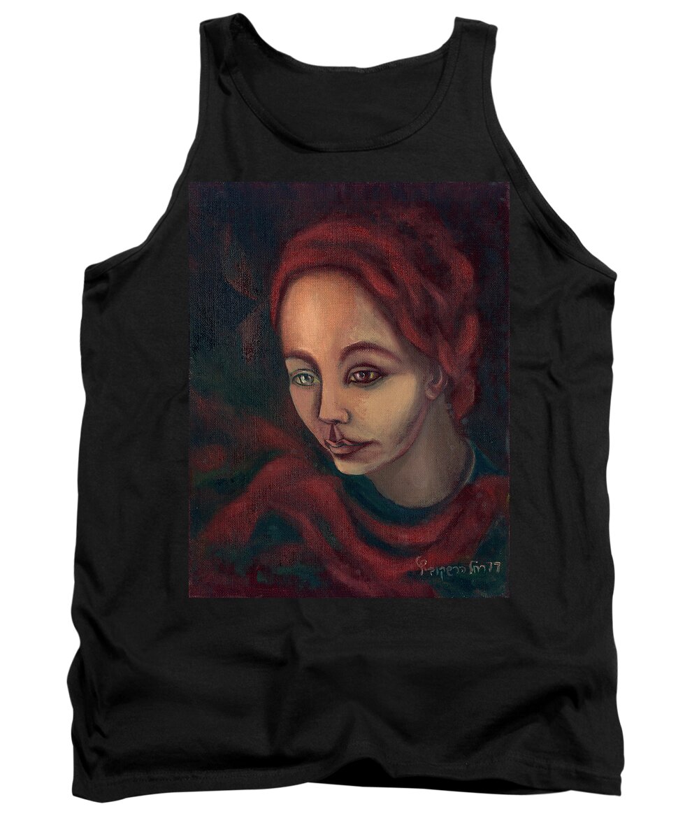 Face Tank Top featuring the painting Spanish Ginger by Rachel Hershkovitz