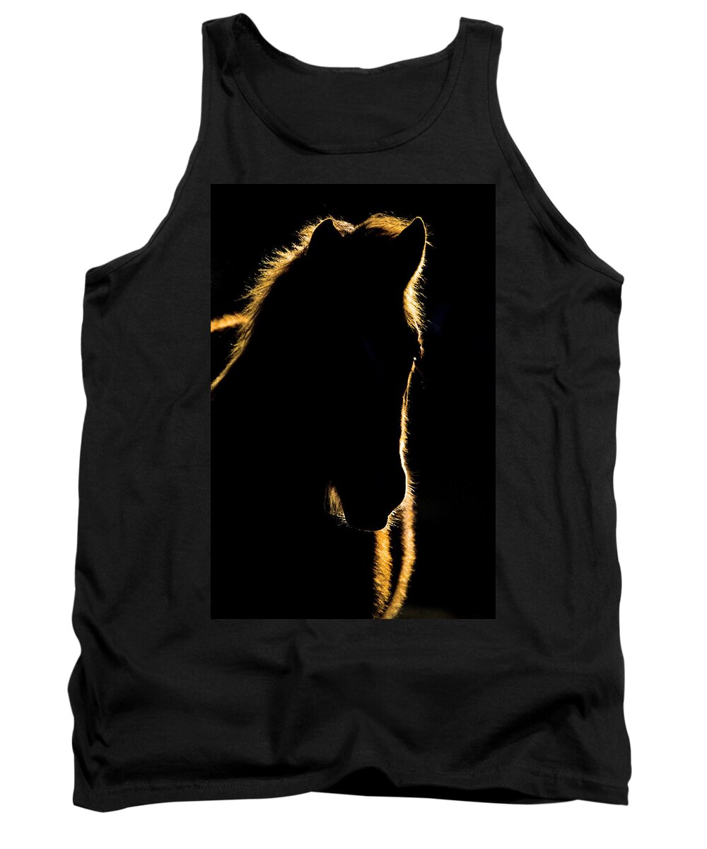 Sunset Tank Top featuring the digital art Sunset Horse Silhouette Canada by Mark Duffy