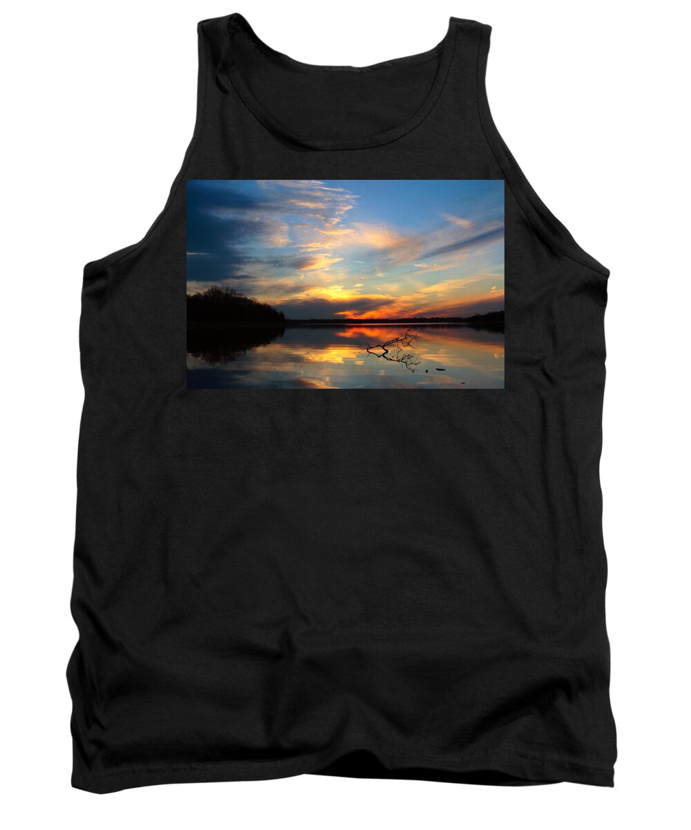 Nature Tank Top featuring the photograph Sunset Over Calm Lake by Daniel Reed