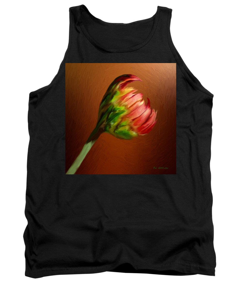 Aster Tank Top featuring the painting This Broken Blossom by RC DeWinter
