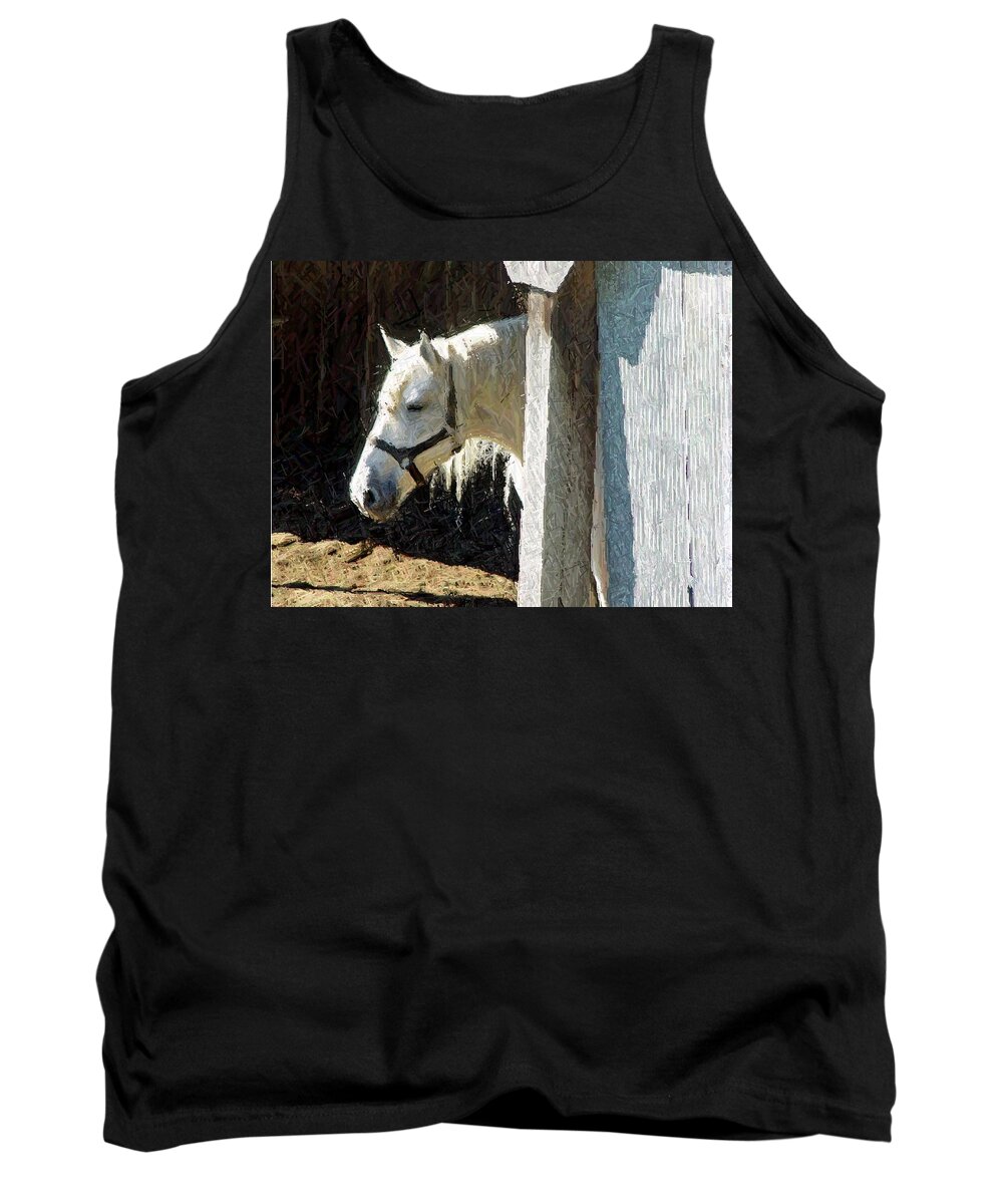 Horse Tank Top featuring the digital art Thoughtful by Barkley Simpson