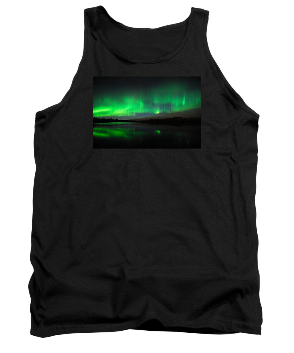 Tofte Lake Tank Top featuring the photograph Tofte Lake Aurora by Larry Ricker