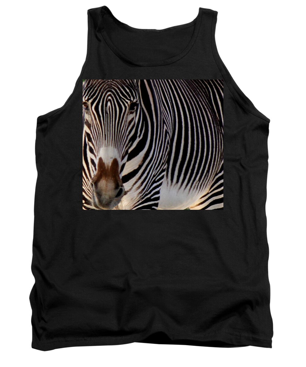 Zebra Tank Top featuring the photograph Up Close and Personal by Leigh Meredith