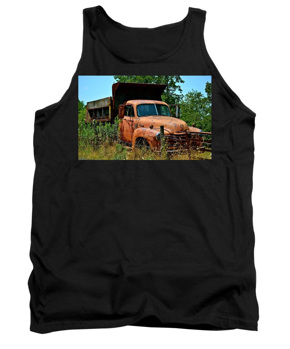 Landscape Tank Top featuring the photograph Vintage Old Time Truck by Peggy Franz