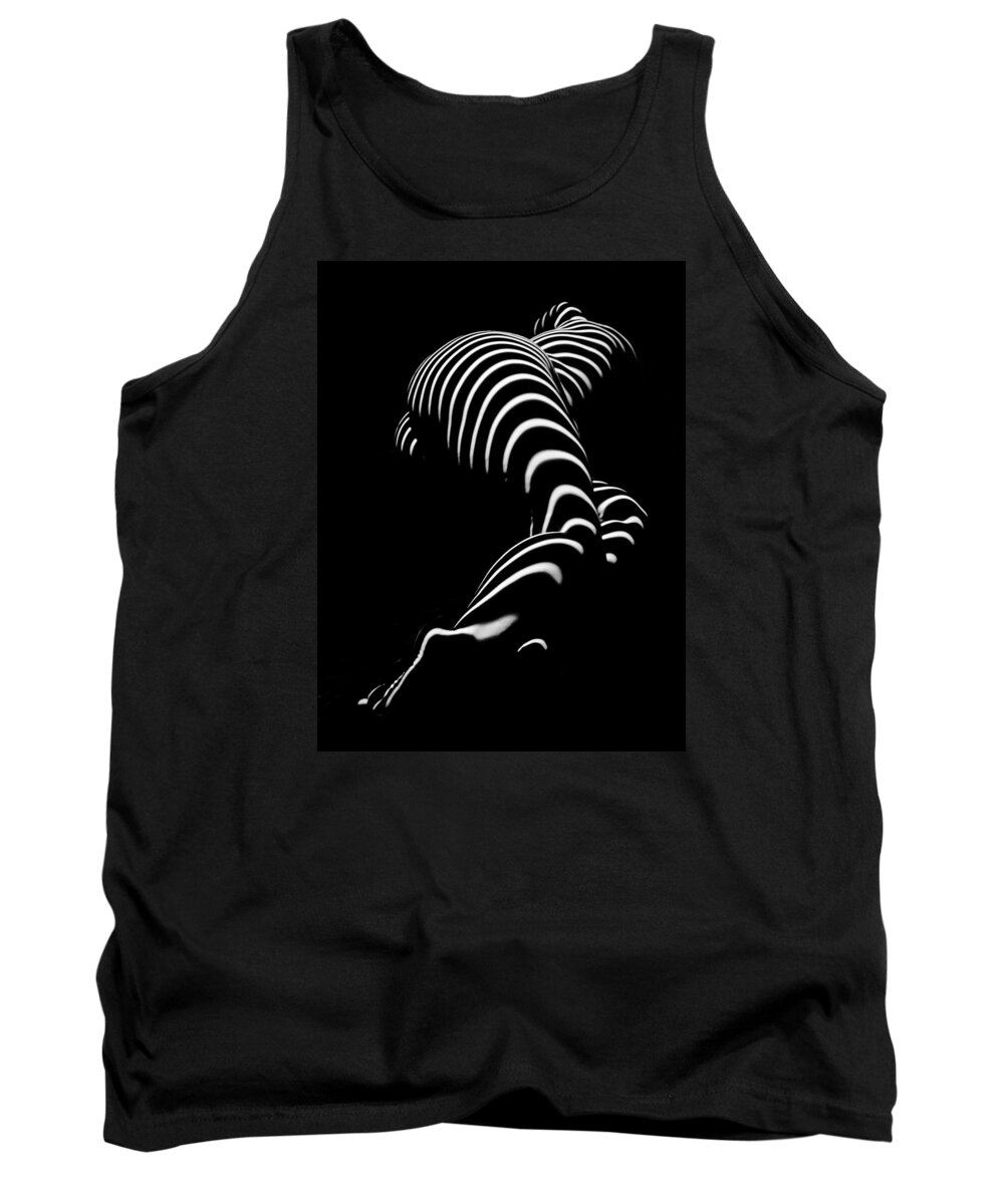 Art Tank Top featuring the photograph 0774-AR Zebra Striped Figure of a Large Woman Fine Art Photograph by Chris Maher by Chris Maher