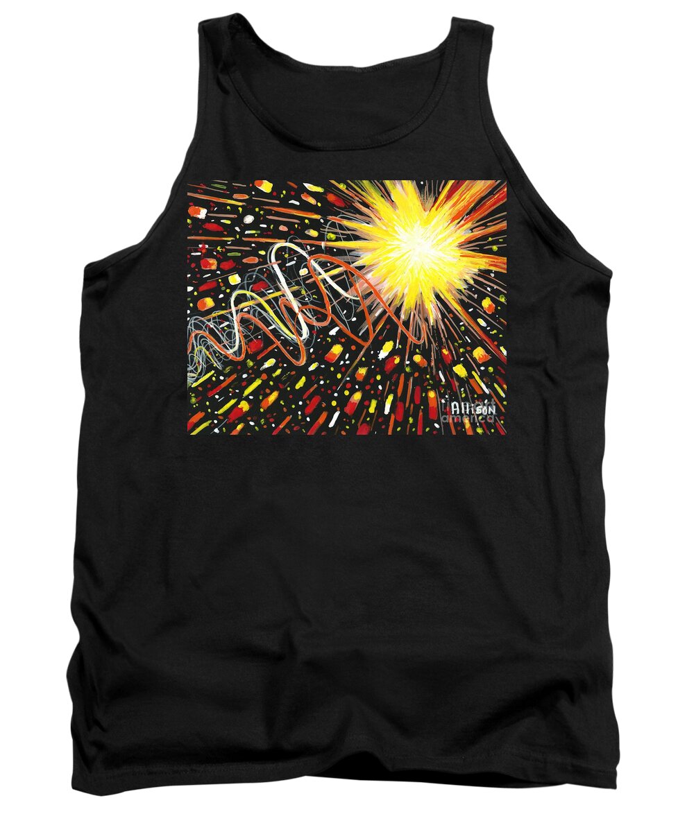 #holidays #independenceday #4thofjuly #sparklers #fireworks #abstract #entrance #courtyard #contemporary #explosion #fluidabstracts Tank Top featuring the painting 4th of July by Allison Constantino