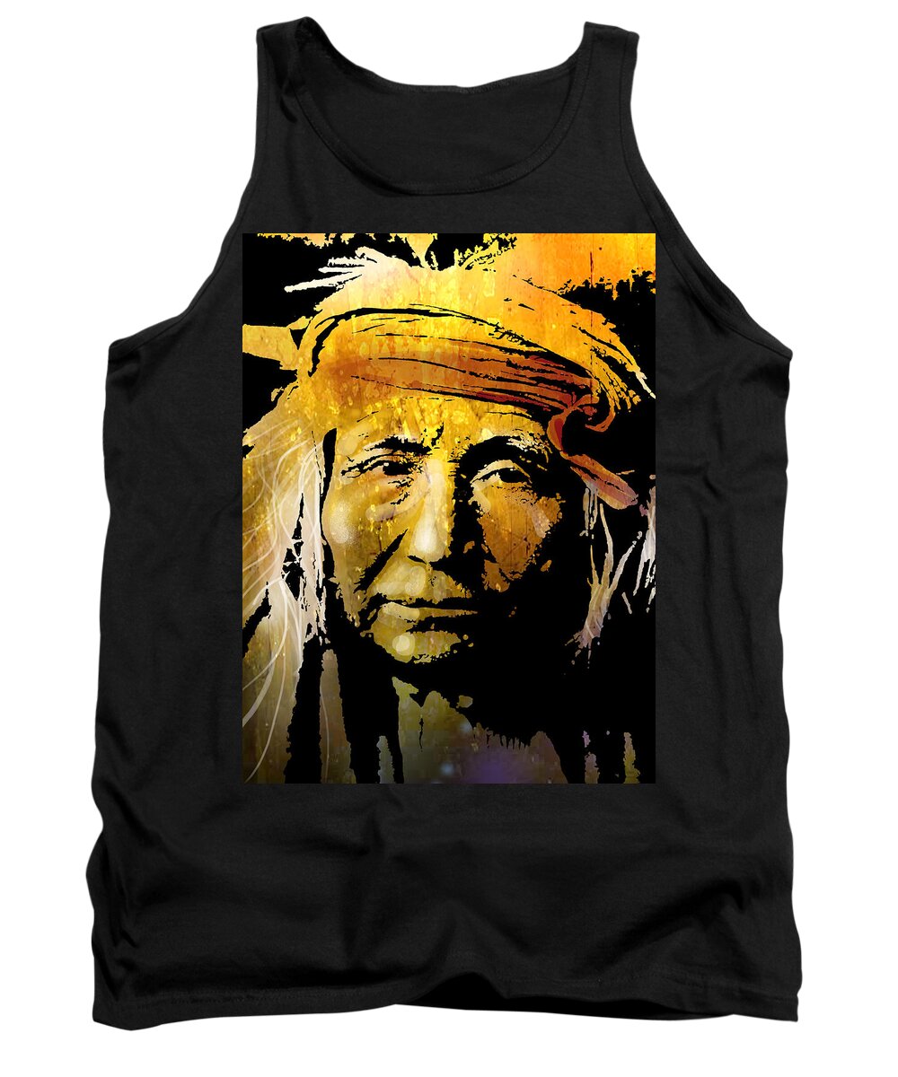 Native American Tank Top featuring the painting Apache Brave #1 by Paul Sachtleben