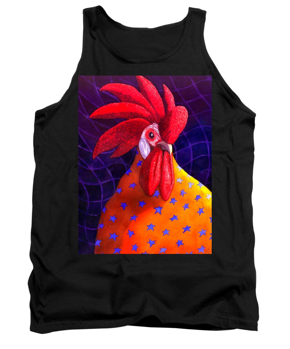 Rooster Tank Top featuring the painting Cock A Doodle Dude by Catherine G McElroy