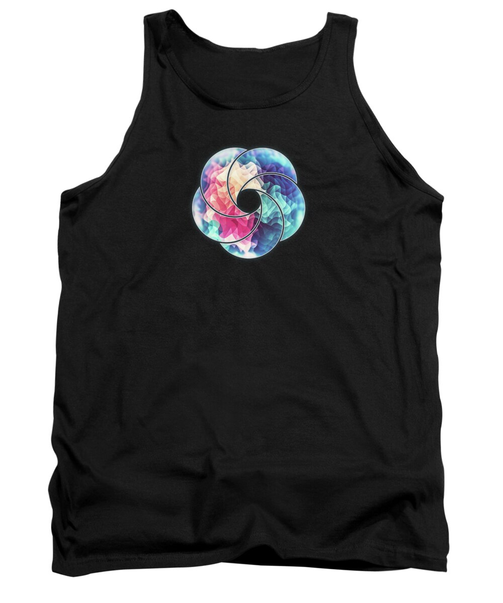 Triangle Tank Top featuring the digital art Geometry Triangle Wave Multicolor Mosaic Pattern HDR Low Poly Art by Philipp Rietz