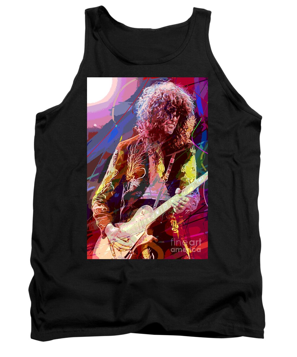 Jimmy Page Tank Top featuring the painting Jimmy Page Les Paul Gibson #2 by David Lloyd Glover