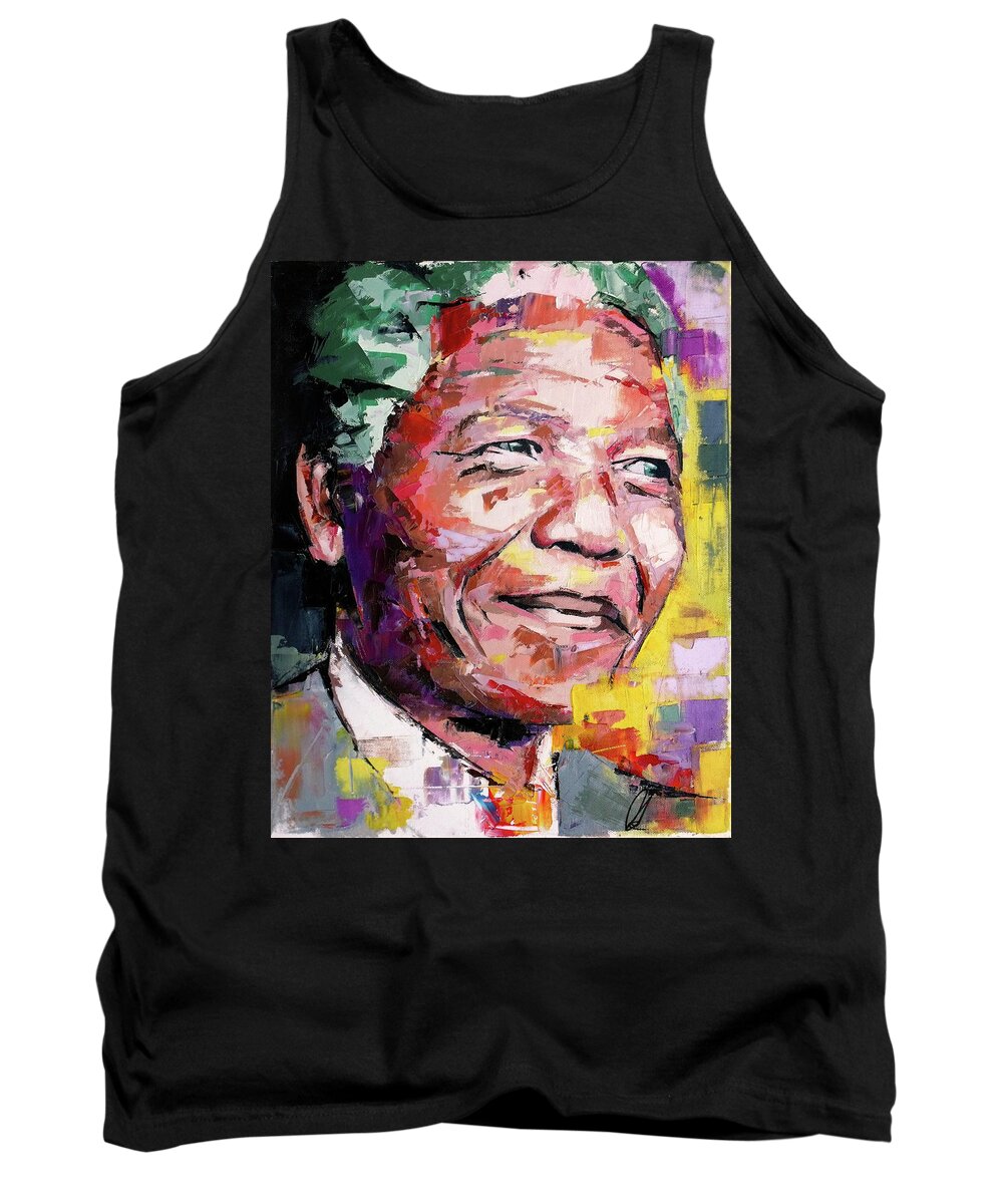 Nelson Tank Top featuring the painting Nelson Mandela by Richard Day