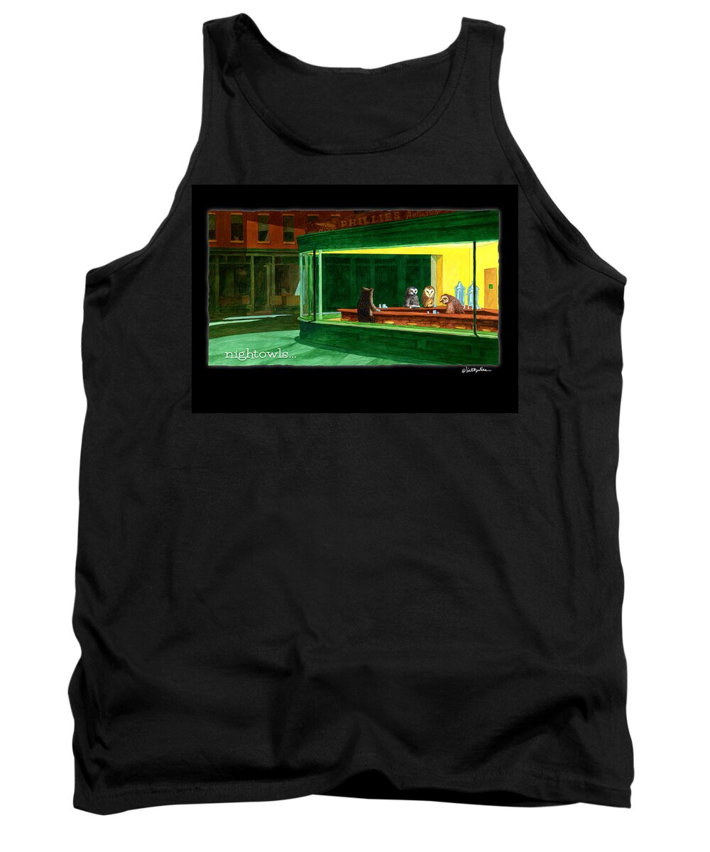 Will Bullas Tank Top featuring the painting Nightowls... #1 by Will Bullas