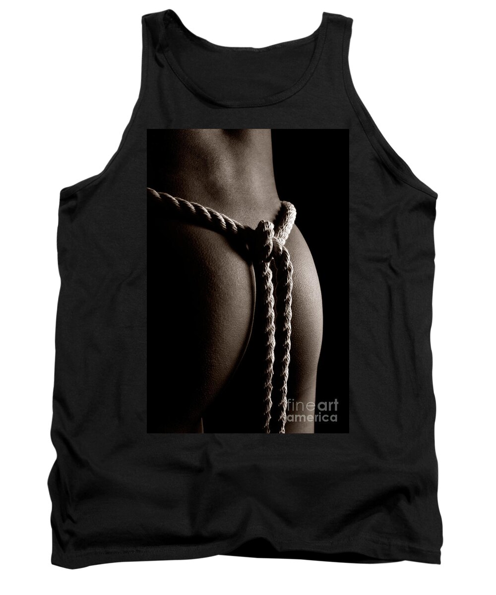 Nude Tank Top featuring the photograph Rope Around Woman's Waist #1 by Maxim Images Exquisite Prints