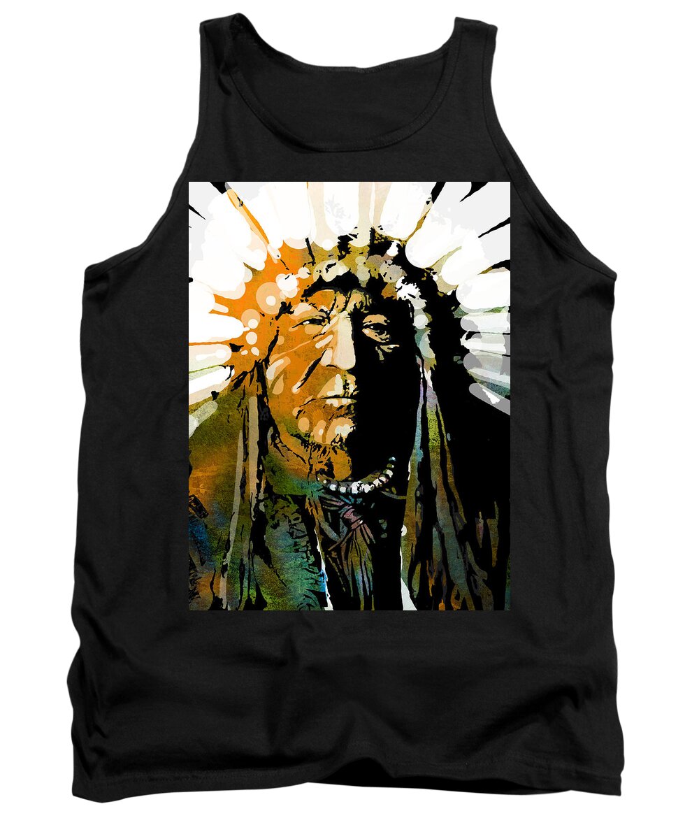Native American Tank Top featuring the painting Sitting Bear #1 by Paul Sachtleben