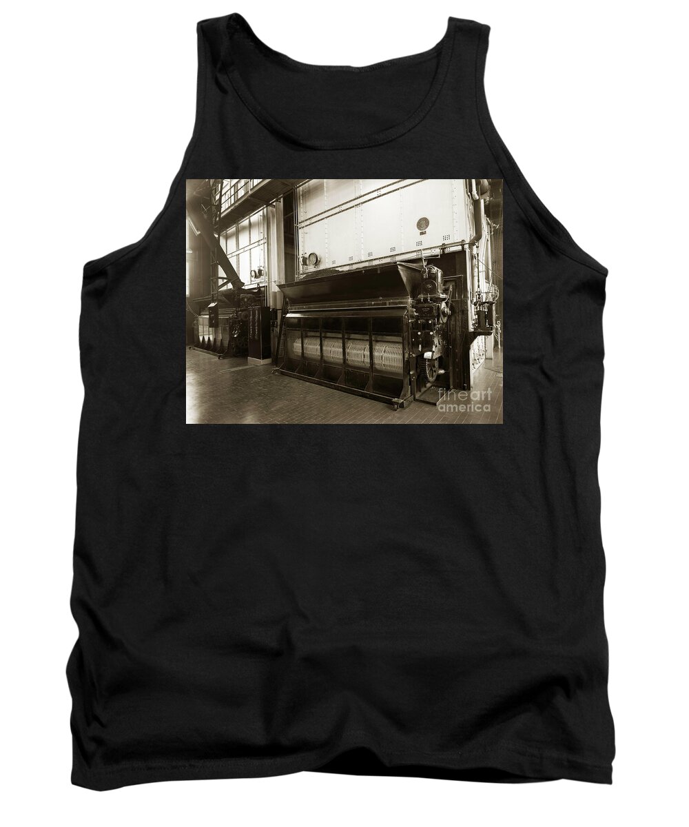 Stegmaier Tank Top featuring the photograph The Stegmaier Brewery Boiler Room Wilkes Barre Pennsylvania 1930's #1 by Arthur Miller