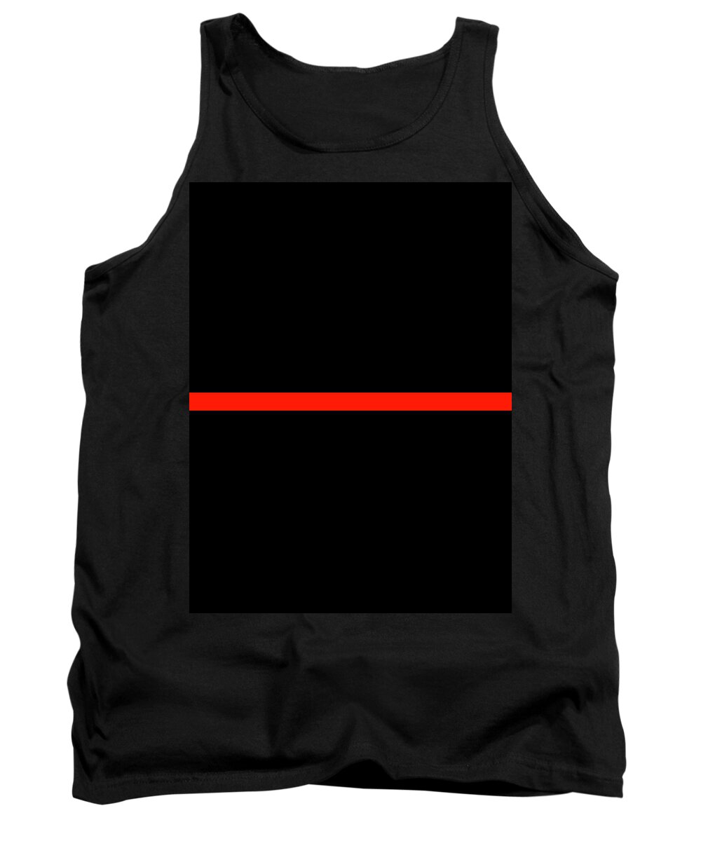 Volunteer Firefighter Tank Top featuring the digital art The Symbolic Thin Red Line Firefighter Heroes Tribute #2 by Garaga Designs