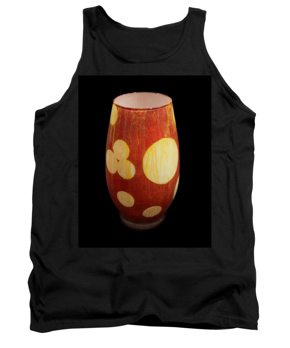 Vase Tank Top featuring the glass art Yellow and White Vase by Christopher Schranck
