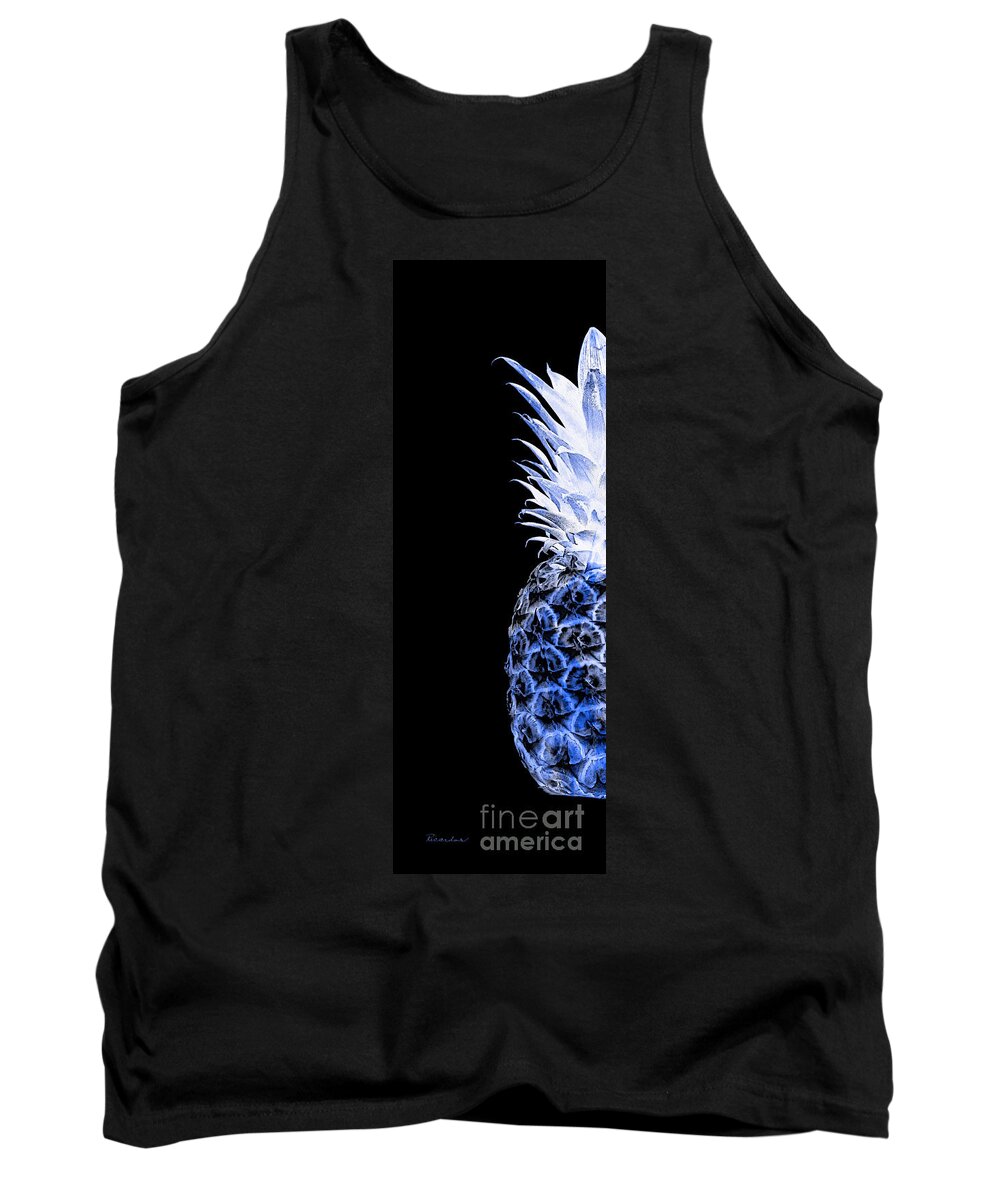 Art Tank Top featuring the photograph 14JL Artistic Glowing Pineapple Digital Art Blue by Ricardos Creations