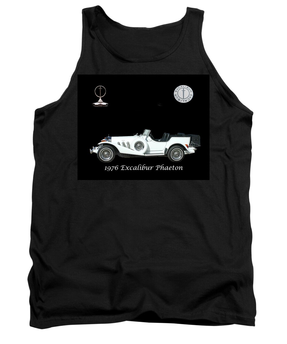 Limited Edition Sport Cars Tank Top featuring the mixed media 1976 Excalibur poster by Jack Pumphrey