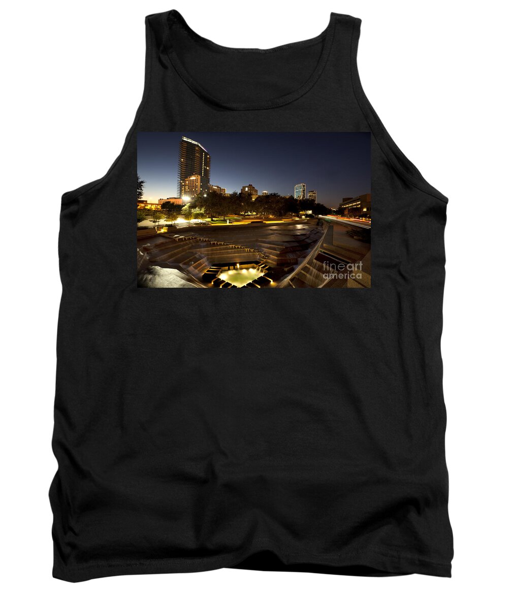 Nighttime Tank Top featuring the photograph Ft Worth Water Gardens #2 by Anthony Totah