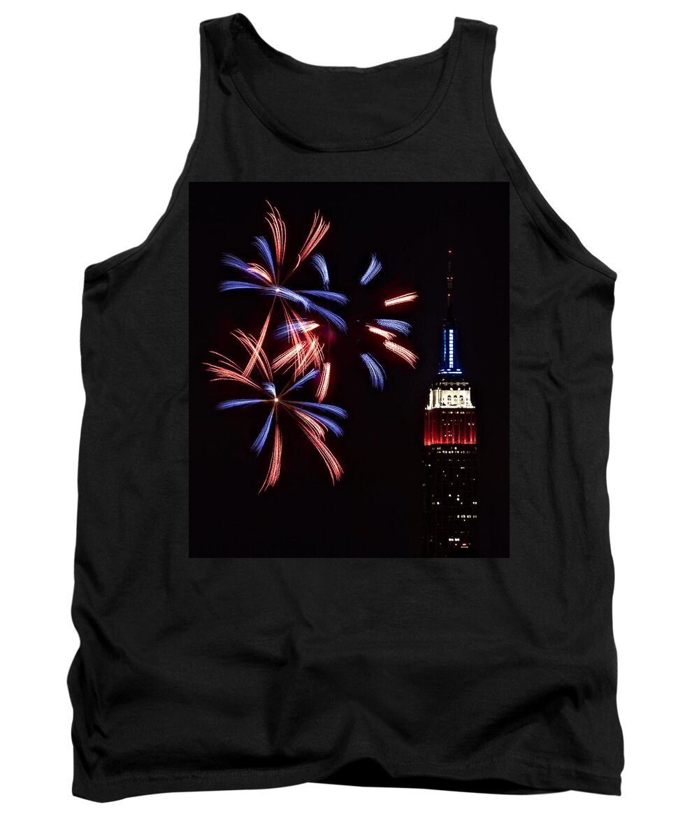 Empire State Building Tank Top featuring the photograph Red White and Blue by Susan Candelario