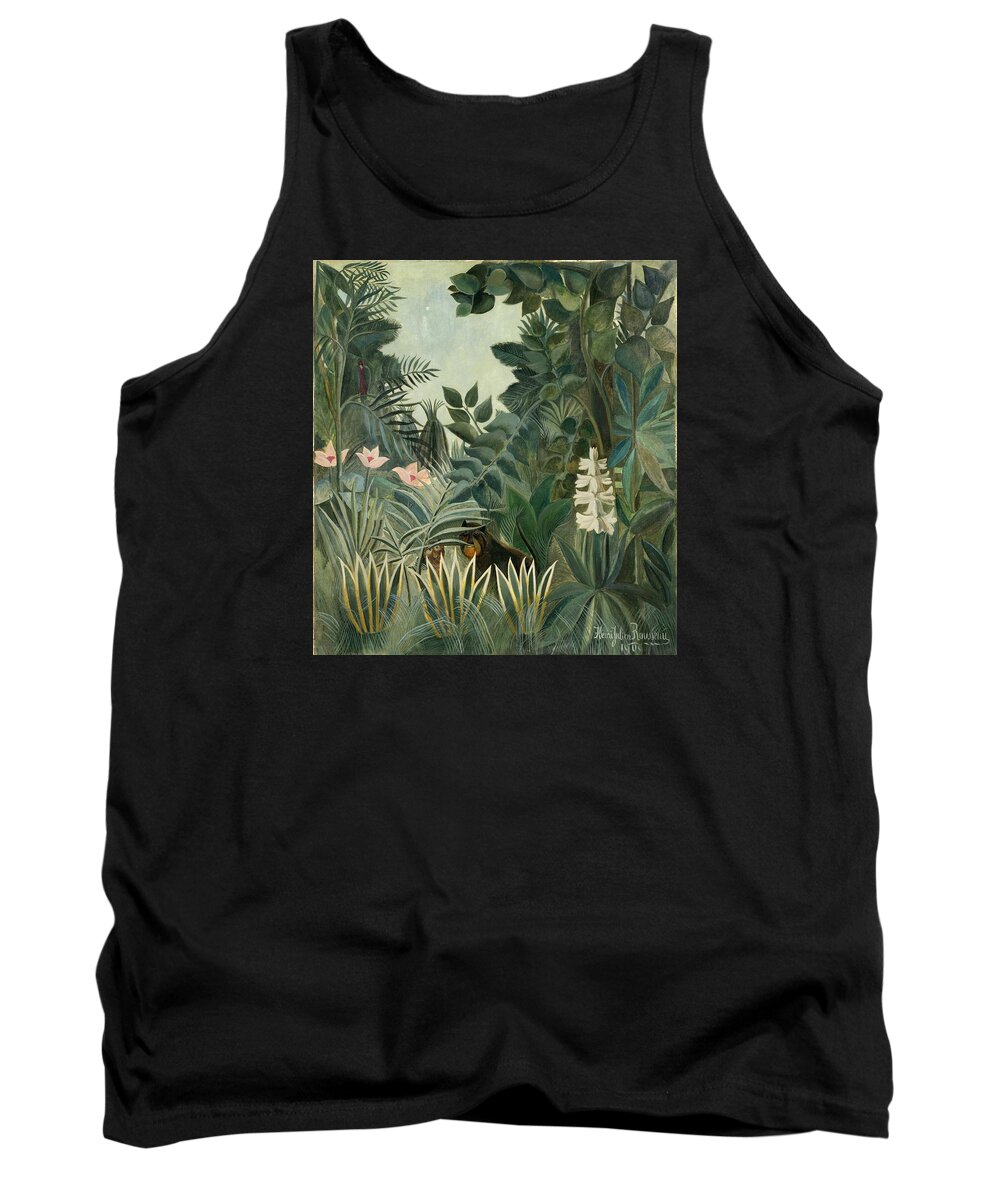 Henri Rousseau Tank Top featuring the painting The Equatorial Jungle by Henri Rousseau