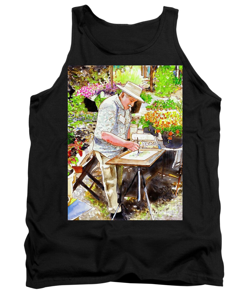 Garden Tank Top featuring the painting #284 Plein Air Painter #284 by William Lum