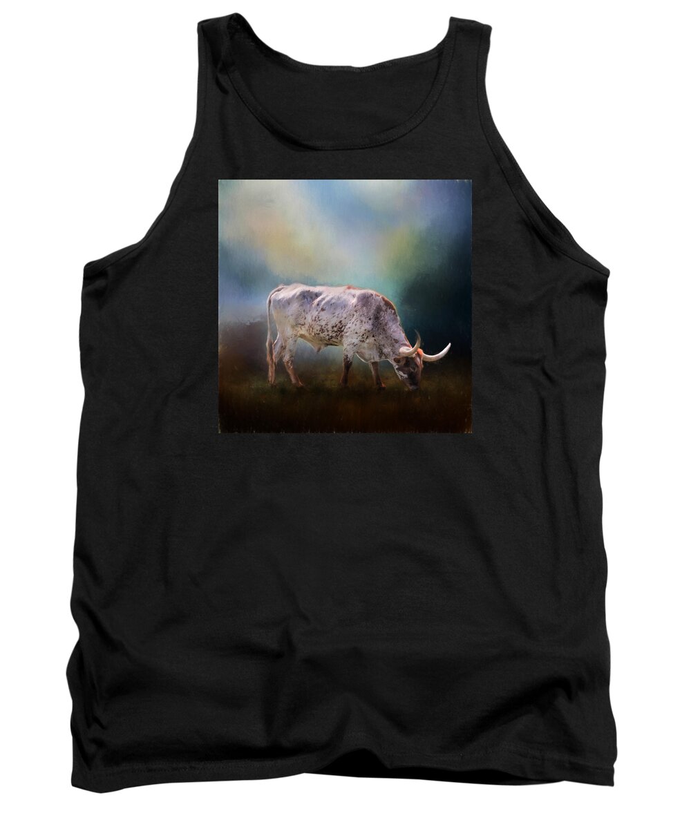 Animals Tank Top featuring the photograph Texas Longhorn Steer #1 by David and Carol Kelly