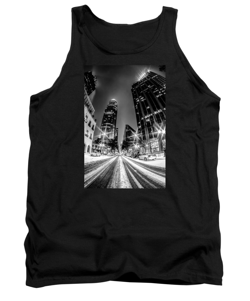 Architecture Tank Top featuring the photograph Charlotte Nc Skyline Covered In Snow #4 by Alex Grichenko