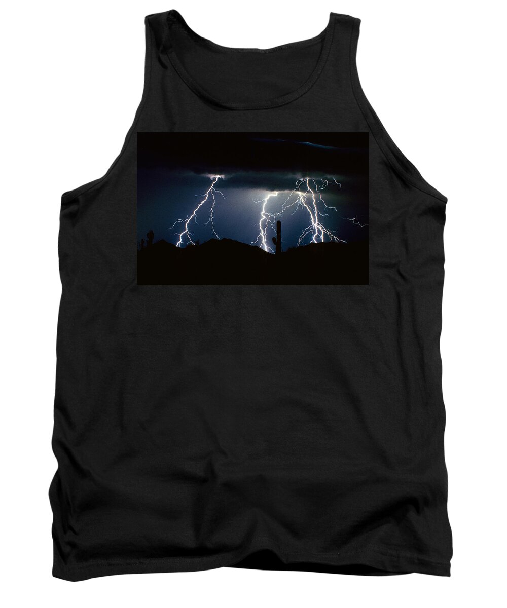 Landscape Tank Top featuring the photograph 4 Lightning Bolts Fine Art Photography Print by James BO Insogna
