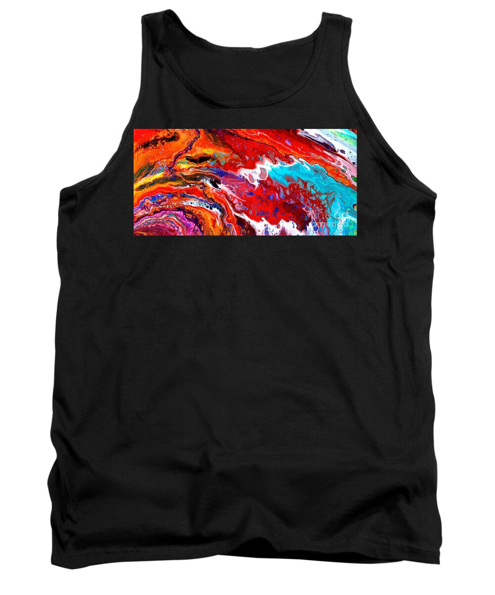 An Original Abstract Tank Top featuring the painting #74 Sea pour #74 by Priscilla Batzell Expressionist Art Studio Gallery