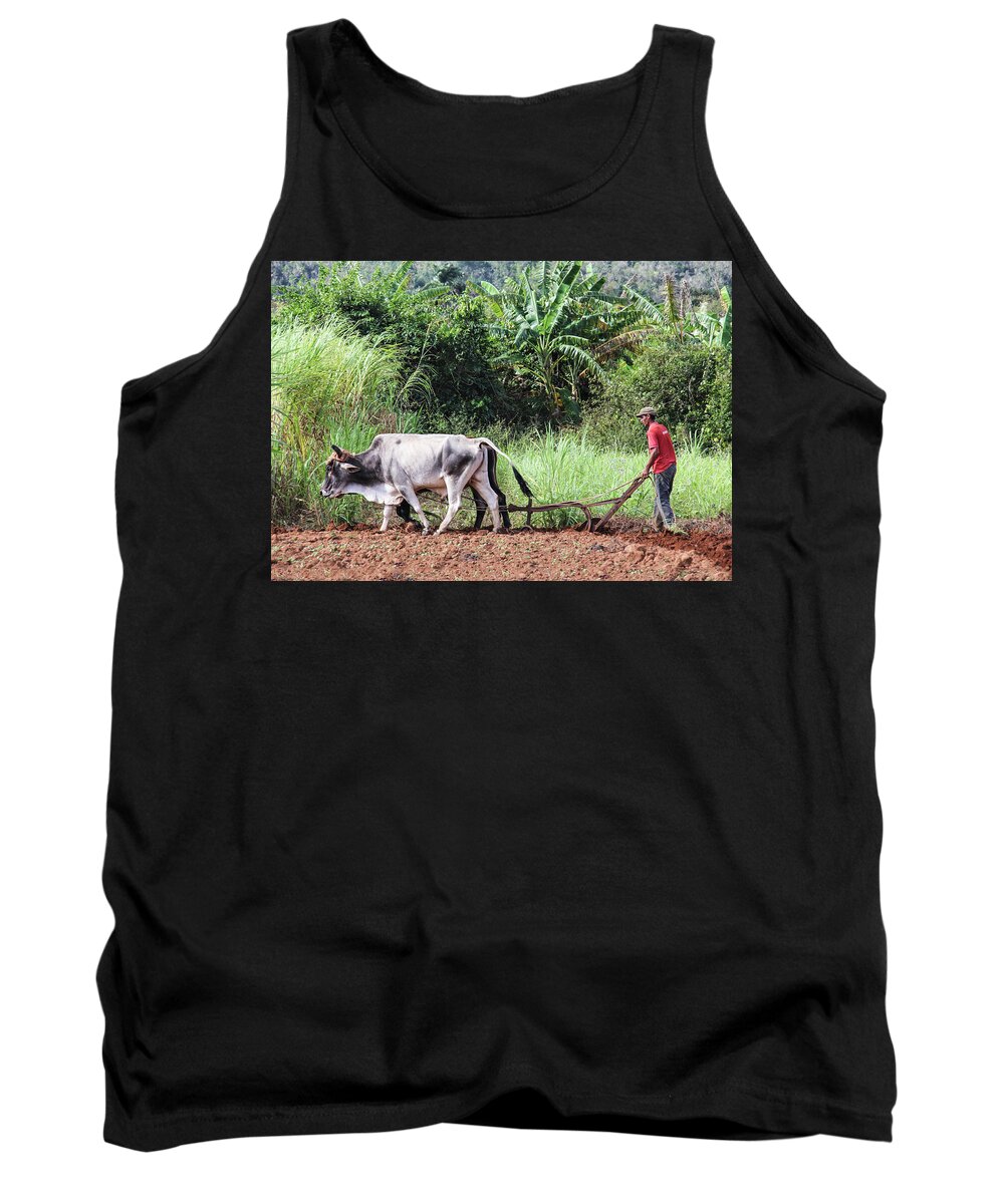 Cuba Tank Top featuring the photograph A Cuban Tractor by Marla Craven