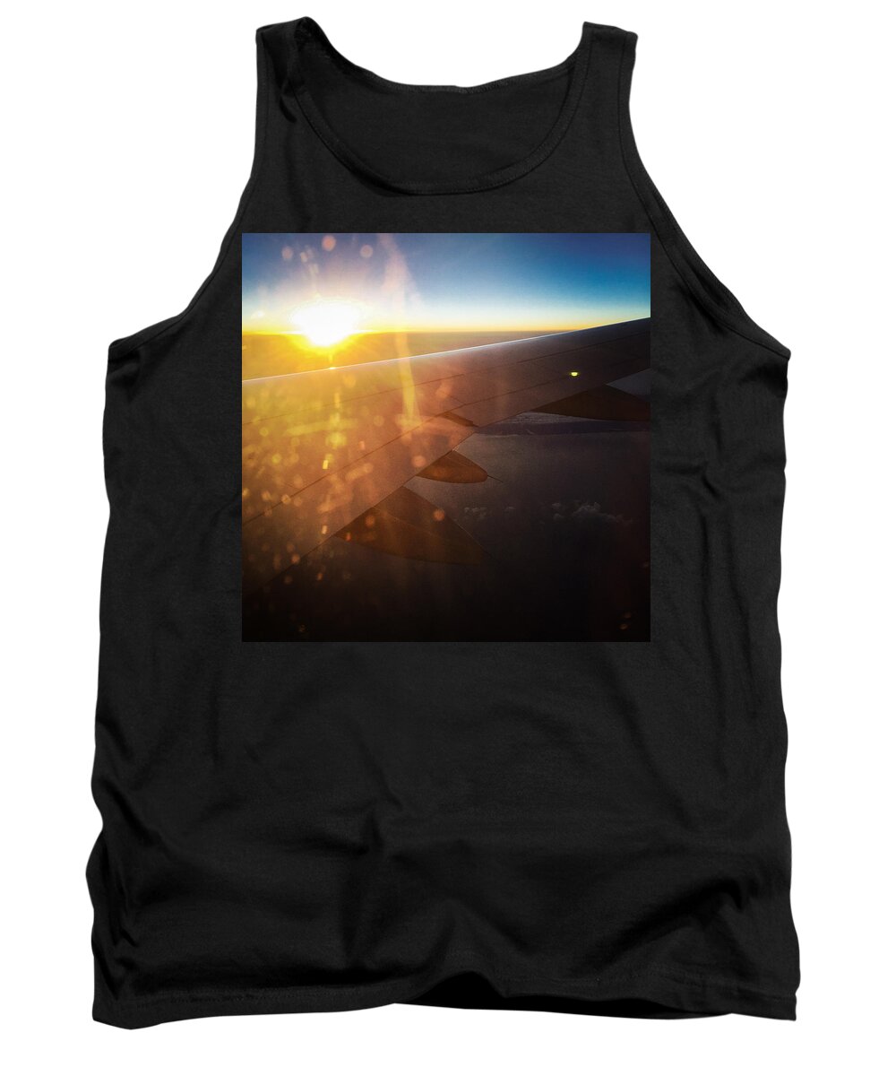 Plane Tank Top featuring the photograph Above the clouds 03 warm sunlight by Matthias Hauser