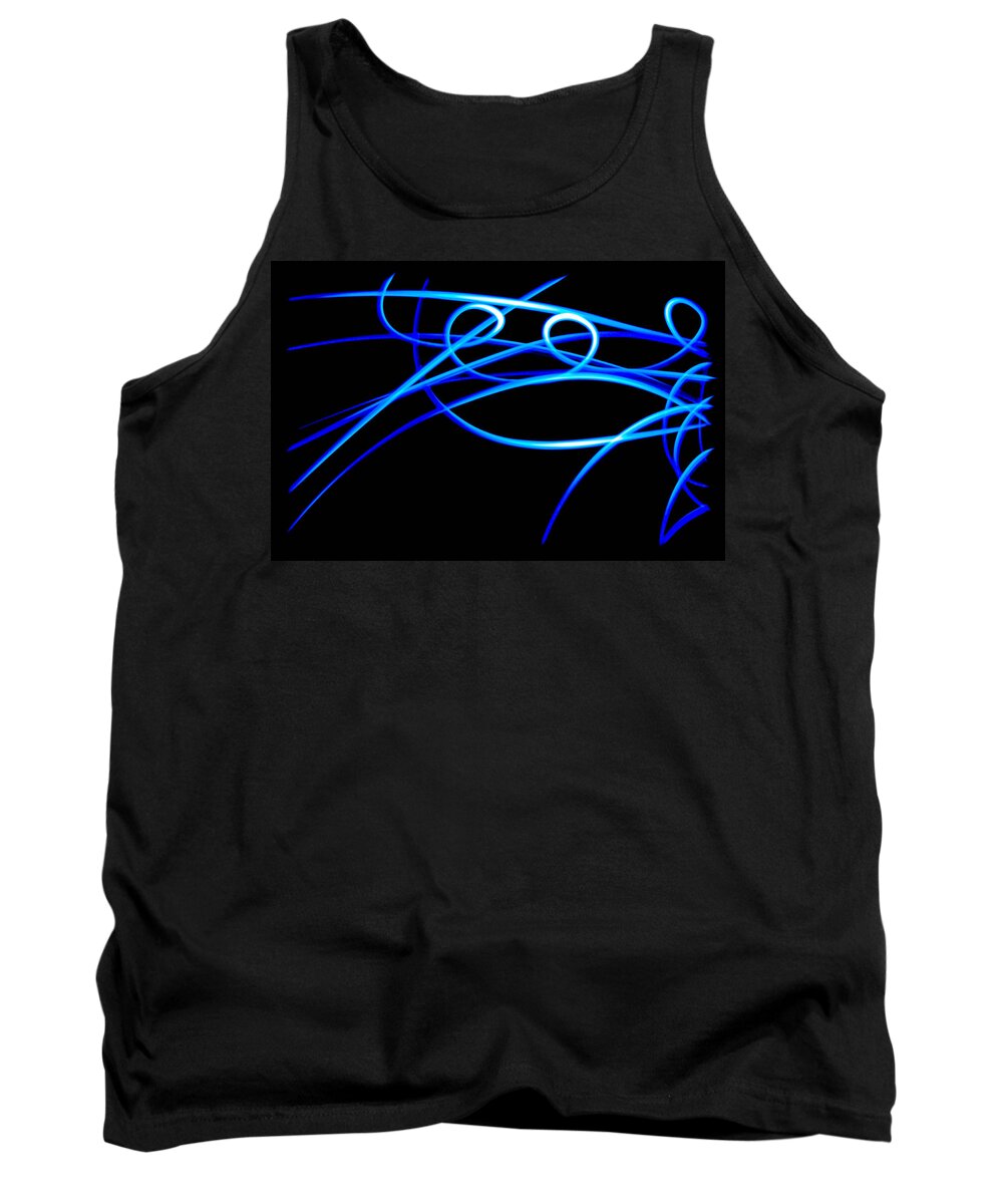 Light Painting Long Exposer Blue Black Lines Curves Bruce Pritchett Photography Tank Top featuring the photograph Abstract Energy Flow by Bruce Pritchett