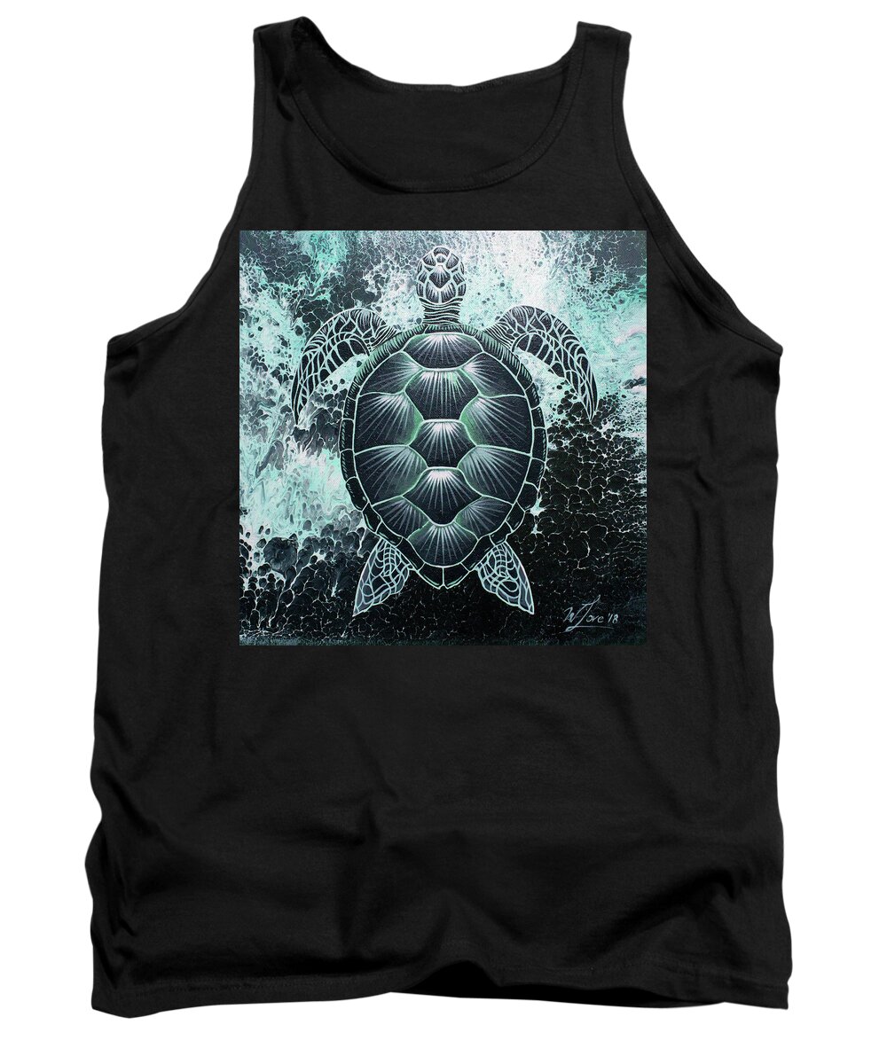 Sea Turtle Tank Top featuring the painting Abstract Sea Turtle by William Love