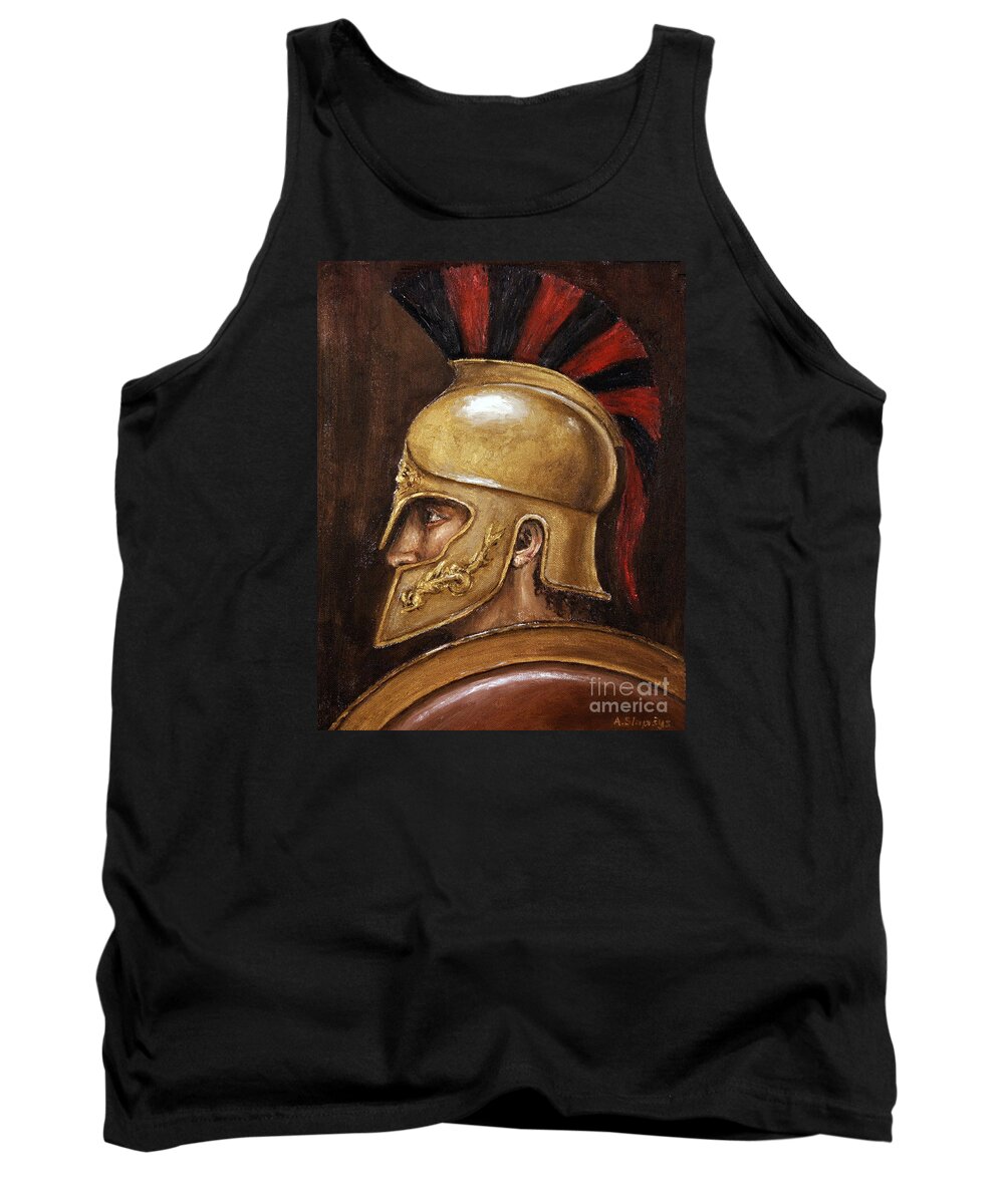 Warrior Tank Top featuring the painting Achilles by Arturas Slapsys
