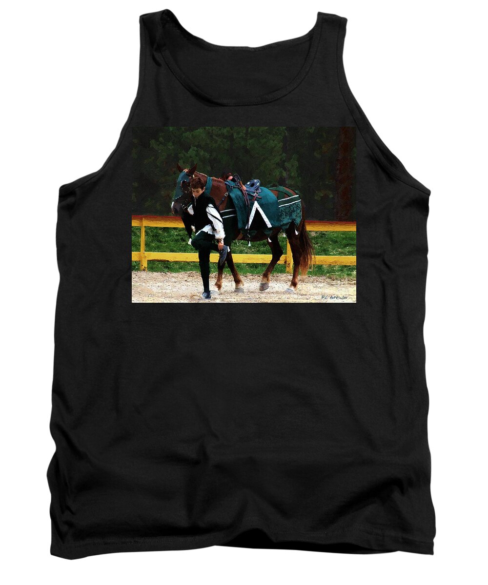 Horse Tank Top featuring the painting After the Joust by RC DeWinter